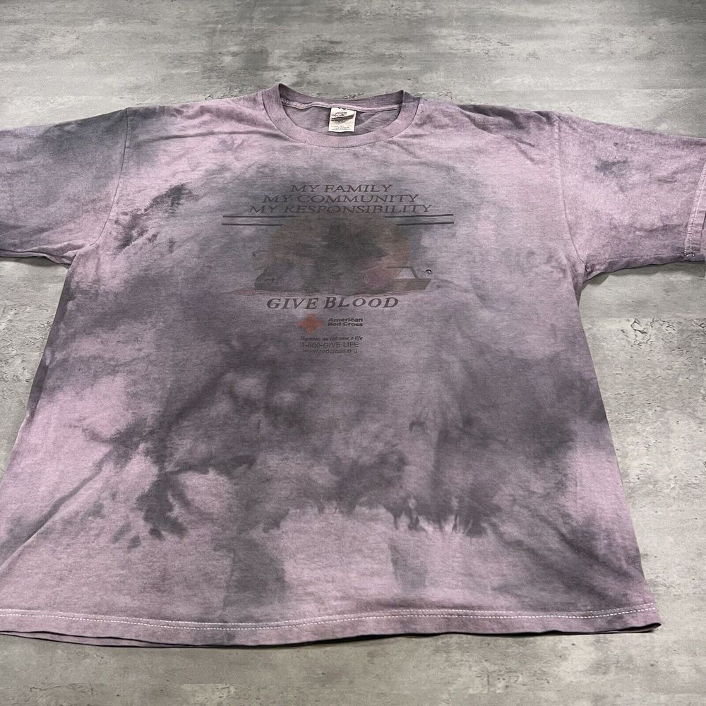 Vintage American Red Cross Shirt Men‎ XL Gray Tie Dye Faded Distressed Grunge